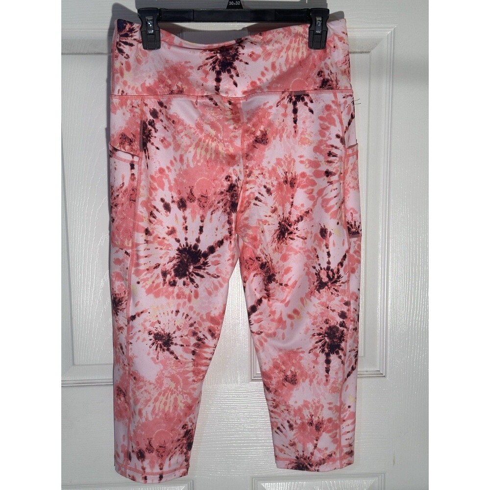 Ideology For Macys Cropped Pink Tie Dye Boho Yoga Running Activewear Size L
